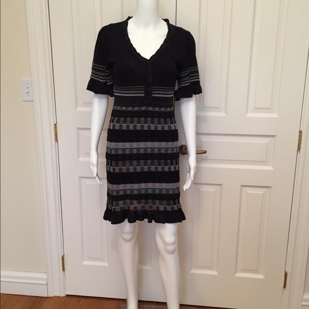 Nanette Leppore knit dress w metallic detail.